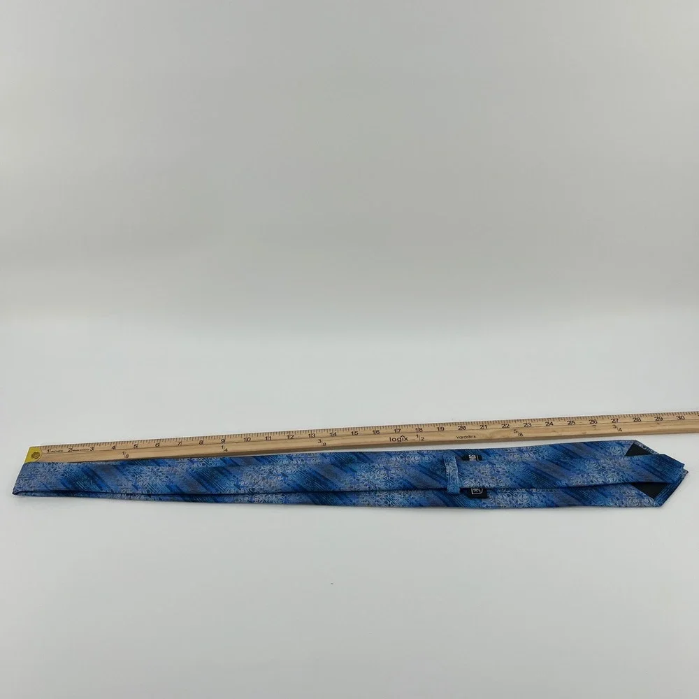 Stacy Adams Mens Blue Silver Floral‎ Damask Striped Microfiber Necktie
